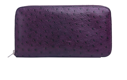 Hermès Purple Ostrich Wallet, front view
